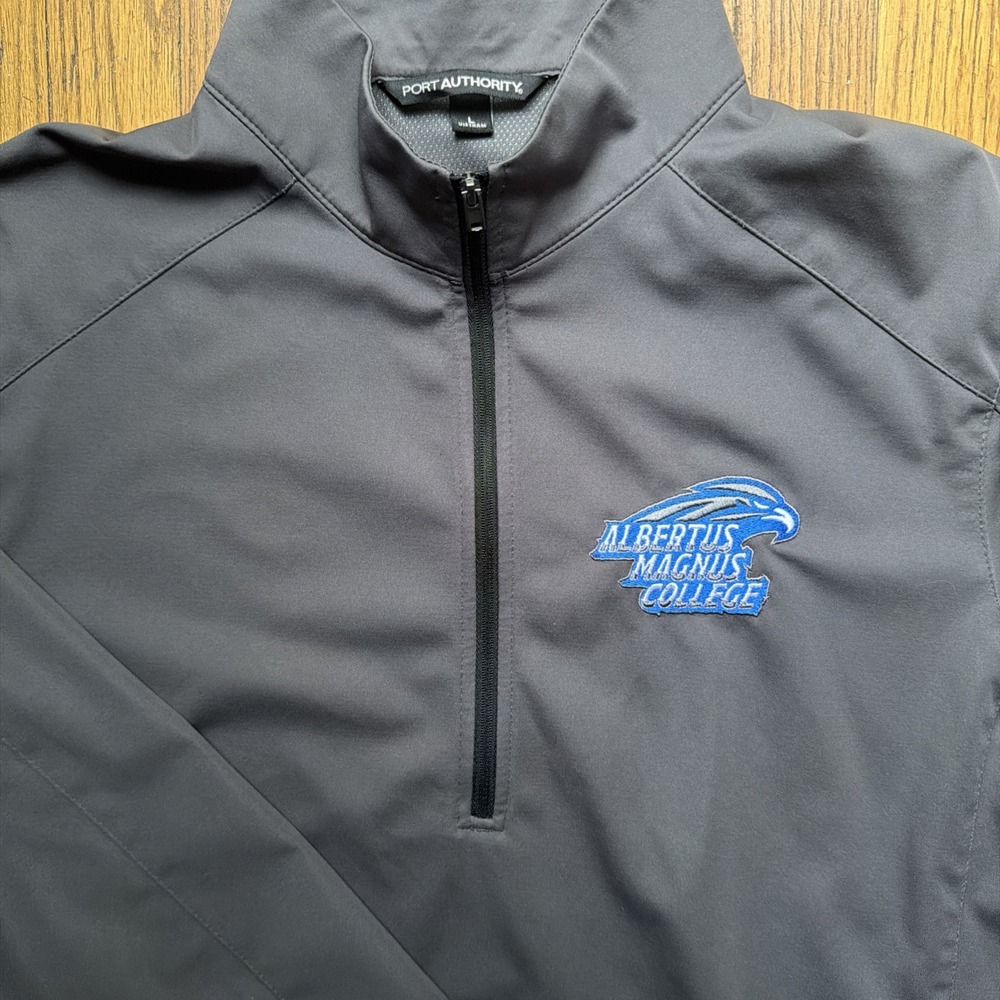 Port Authority Albertus Magnus College Falcons Windbreaker Mens L Gray 3/4 Zip